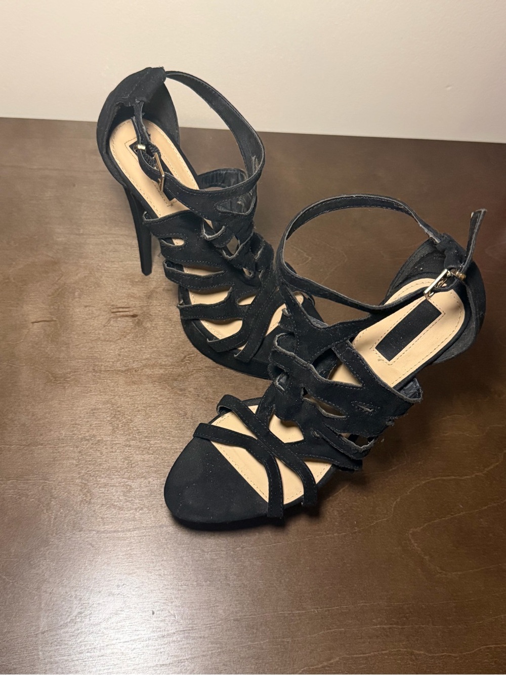 Forever 21 Black Strappy Cutout High Heel Sandals